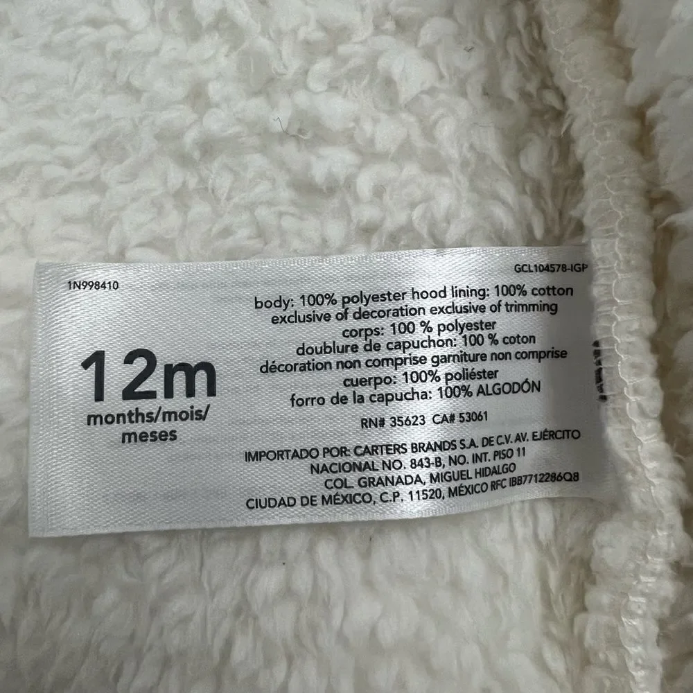 Carter's Baby Boy or Girl Teddy Coat 12 months